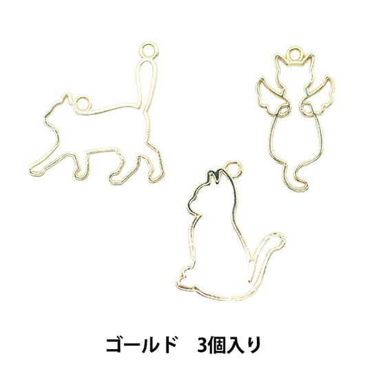 Resin parts "Resin frame cat set 3 pieces gold"