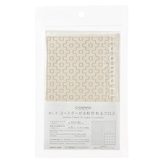 Embroidery Kit "A cross that allows you to make 4 coasters at first sight, ivory 98917" LECIEN Lecien cosmo