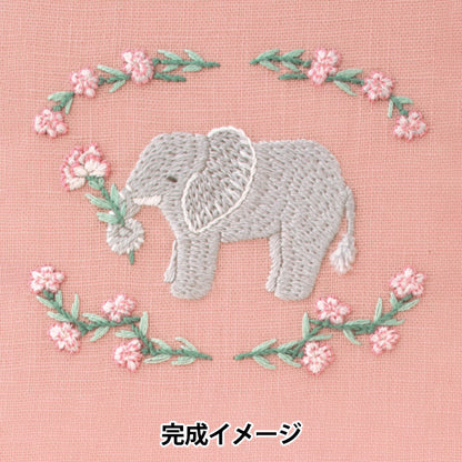 刺しゅうキット 『Chicchi 動物と季節の植物が彩る12ヶ月刺繍キット ピンクのカーネーションと小さなゾウさん JPT117』 DMC ディーエムシー