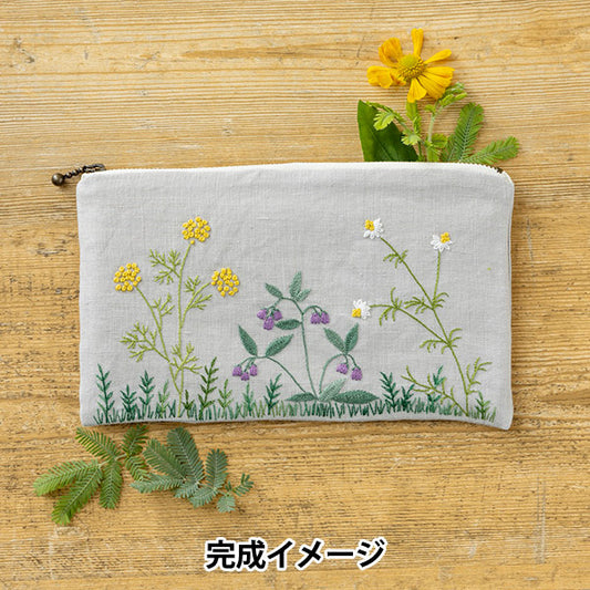 Embroidery Kit "Herbal Flower Embroidery Pouch Fennel Comfrey Chamomile 571" Totsuka embroidery