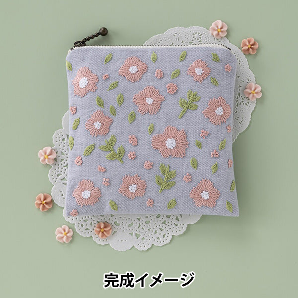 刺しゅうキット 『星あかりの刺繍手帖 スクエアポーチ はまなす 589