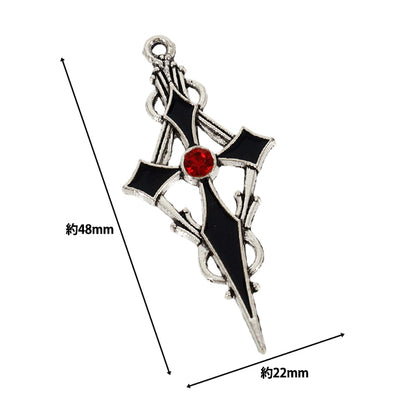 Pezzi di artigianato "Ciondolo croce 2 pezzi Argento x Nero x Rosso AP25042"