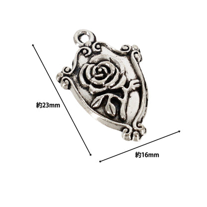 手芸パーツ 『盾チャームローズ 2個入り シルバー AP25047』