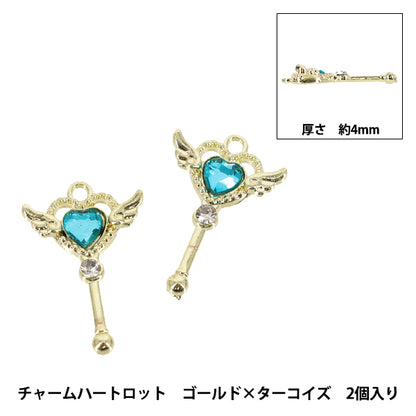 Pezzi di artigianato "Charm cuore lotto 2 pezzi oro x turchese AP25005"