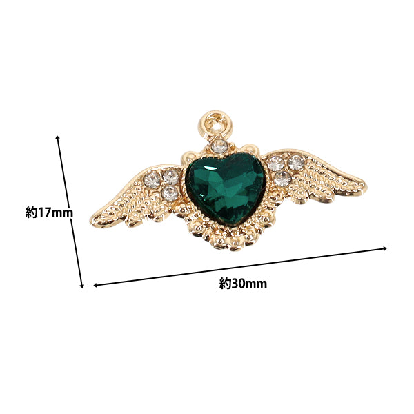 Pezzi di artigianato "Charm ala cuore 2 pezzi verde AP25008"