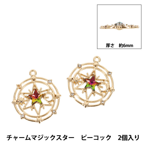Bastelteile „Charm Magic Star 2 Stück Pfau AP25013"