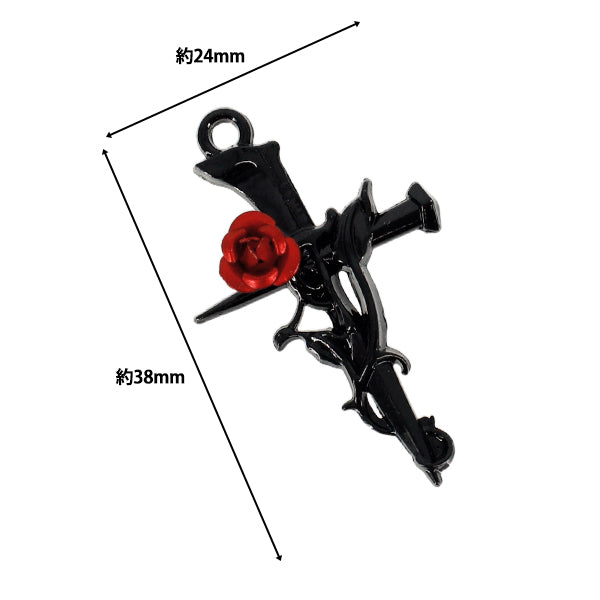 accessory material "Cross Charm BKR 2 pieces Black x Red AP25037”