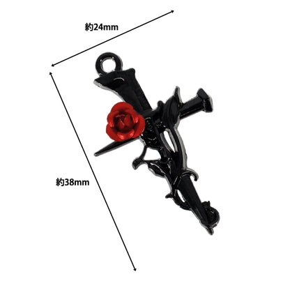 accessory material "Cross Charm BKR 2 pieces Black x Red AP25037”