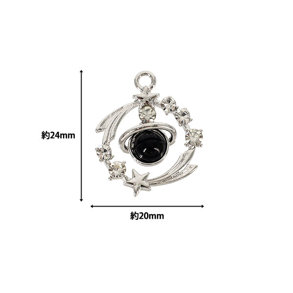 materiale accessorio "Charm Pianeta Argento x Nero 2 pezzi AP26009”