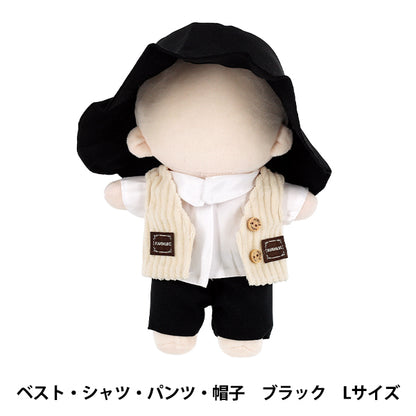 ぬいぐるみ衣装 『ベスト・シャツ・パンツ・帽子 Lサイズ ブラック 26-001』