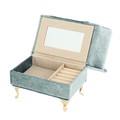 Zubehörkoffer "Schmuckschatulle Herz Einzelsofa B mit Spiegel Blau QBHJB-3C“