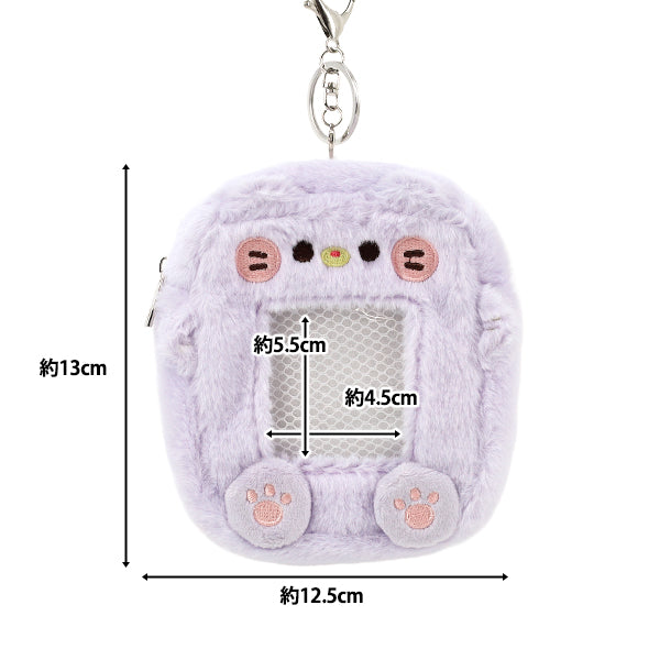 生活雑貨 『もこもこトレカケースポーチ ねこ 紫 YTC2501-24』