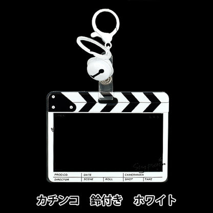 生活雑貨 『アクリルトレカケース カチンコ 鈴付き ホワイト YTC2503-08』