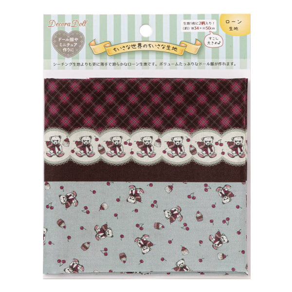 生地 『ちいさな世界のちいさな生地 ローン カットクロス 約34×50cm ミルクラテ ベア&チェリー TTL-11』