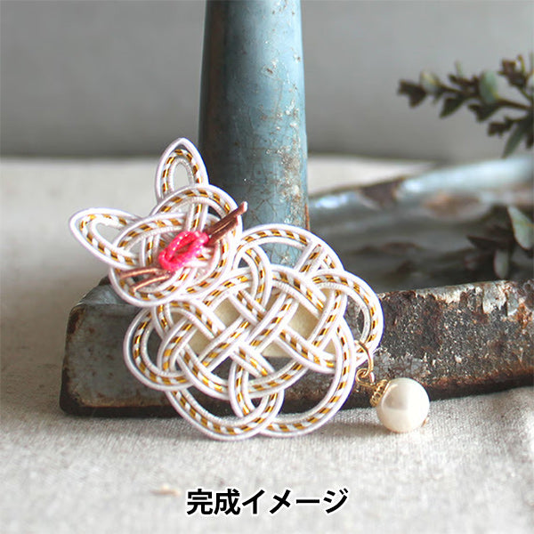 Комплект из ручной работы "Mizuhiki Kit Mizuhiki Girl Cat Brouch 2 штуки белые PHC-129-1" Кусок