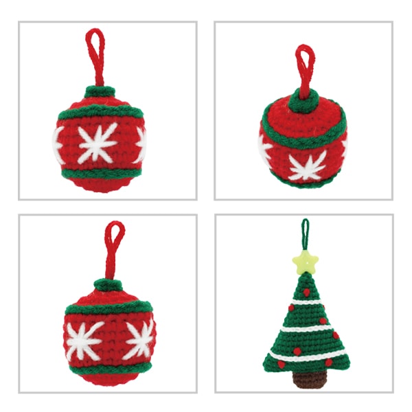 編み物キット 『Enjoy Craft かぎ針編みキット クリスマスバッグチャーム クリスマスツリー&ボール BEA-AMI-20』 【ユザワヤオリジナル】