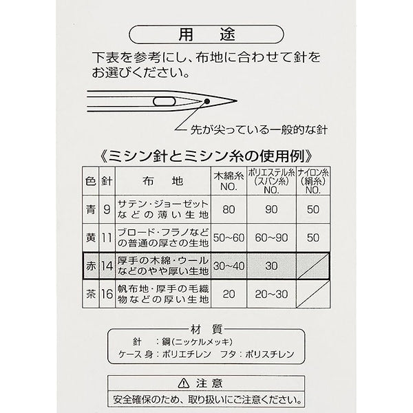 ミシン針 『家庭用ミシン針14 HA×1型 普通～厚い生地用 37-144』 Clover クロバー