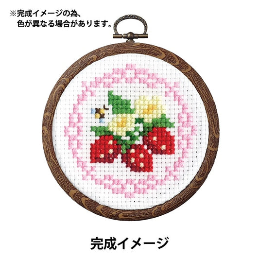 刺繡套件“十字縫刺繡套件套件套件盒坑式水果和花草莓和花邊7443” Olympus