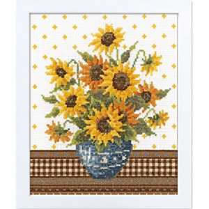 Embroidery kit "Cross stitch embroidery kit ono megumi flower coordination Sunflower and blue gray" Olympus