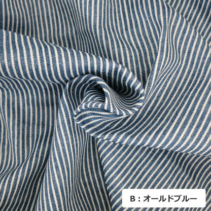 [From quantity 5] Fabric "Denim styledouble gauze (Double gauze) Stripe AP-25501-2 B Old Blue]