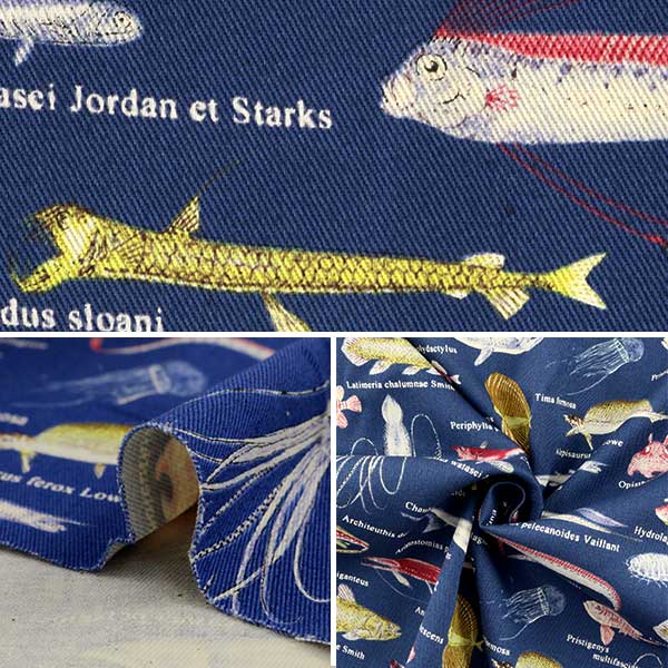 数量5から】 生地 『ツイルプリント生地ツイル 深海魚 生地 布 入園