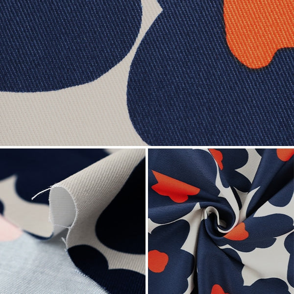 [From quantity 5] Fabric "Twill print Scandinavian floral pattern navy KTS3676-F" COTTON KOBAYASHI