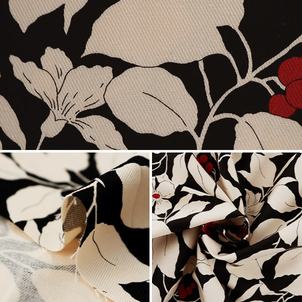 [De la quantité 5] Tissu en tissu "Twill imprimé et motif floral noir ksp5541-e" Cotton kobayashi coton kobayashi kobayashi.