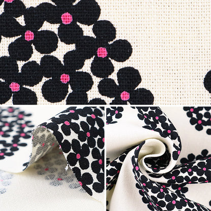 [De la cantidad 5] Fabric "Ukako Fools 10th Canvas Hydrangea Pattern UP555553-K White X Negro" Algodón Kobayashi Algodón Kobayashi Kobayashi.