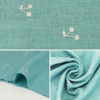 [수량 5에서] 천・원단 『W 거즈 (이중 거즈) Lamechy Blue Green KTS6525-G] COTTON KOBAYASHI