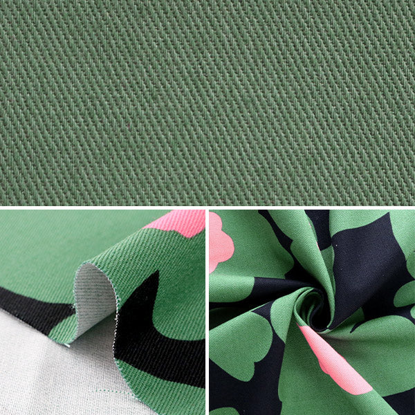 [Aus Menge 5] Stoff "Twill-Druck skandinavisches Blumenmuster Green KTS3676-G" COTTON KOBAYASHI