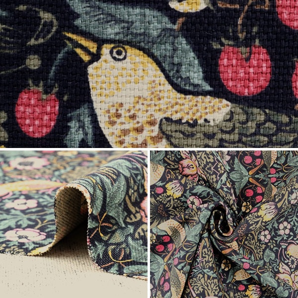 [Aus Menge 5] Stoff "Moda Fabrics William Morris William Morris Strawberry Thief Damask Black 8176-11t"