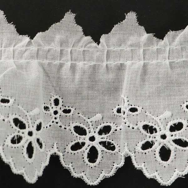 [From quantity 5] RaceRibbonTape "Cotton Frill Lace White Width about 50mm 8025S"