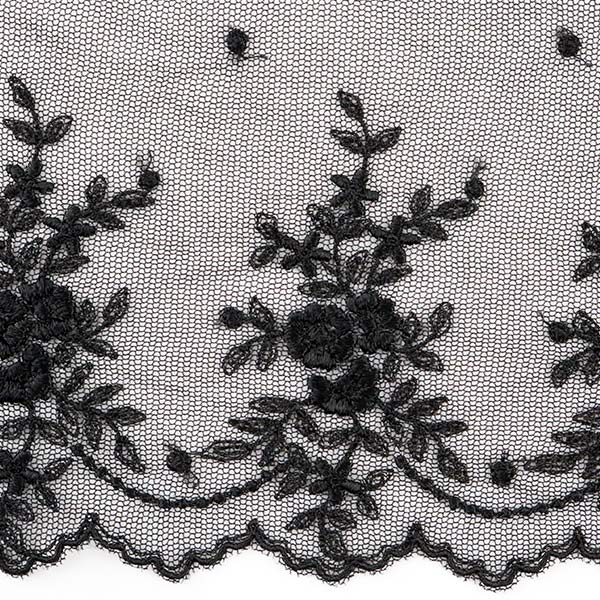 [From quantity 5] RaceRibbonTape "Tulle Lace Black Width about 145mm T24051-19"