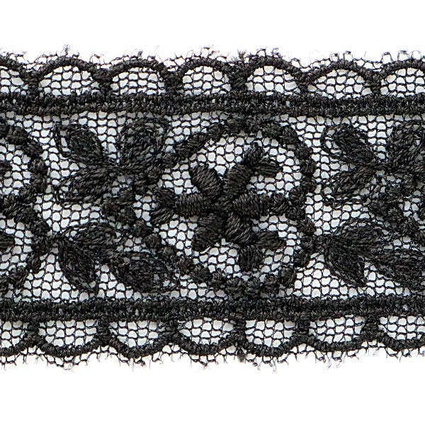 [From quantity 5] RaceRibbonTape "Tulle lace black width about 28mm T24181-19"