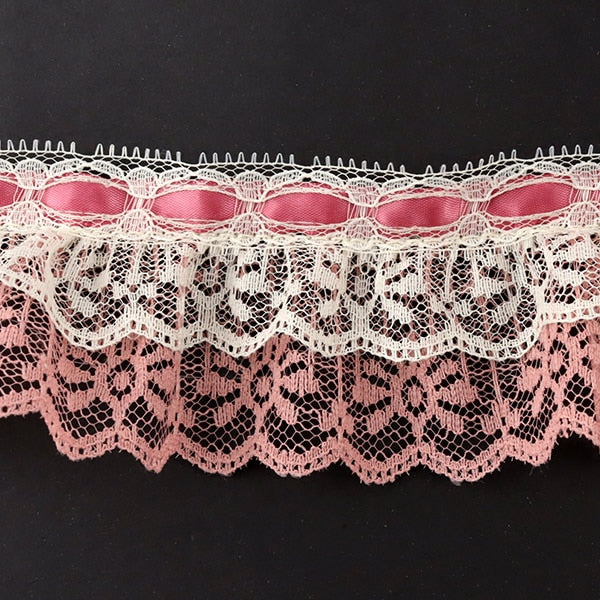 [Aus Quantität 5] Lace Ribon Tape "Chop Spitze Rose x Elfenbein Rüschen 000614 K-C29"