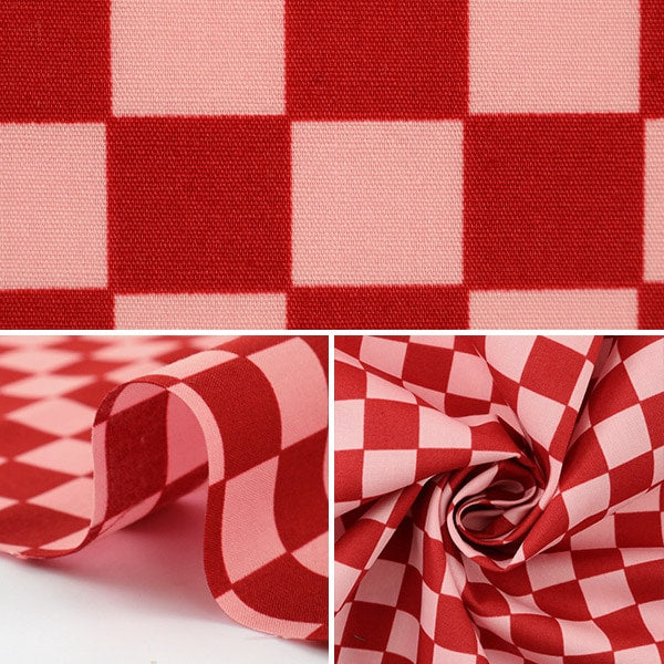 [Aus Menge 5] Fabric "BroadPrint Ichimatsu Muster Pfirsich x rot"