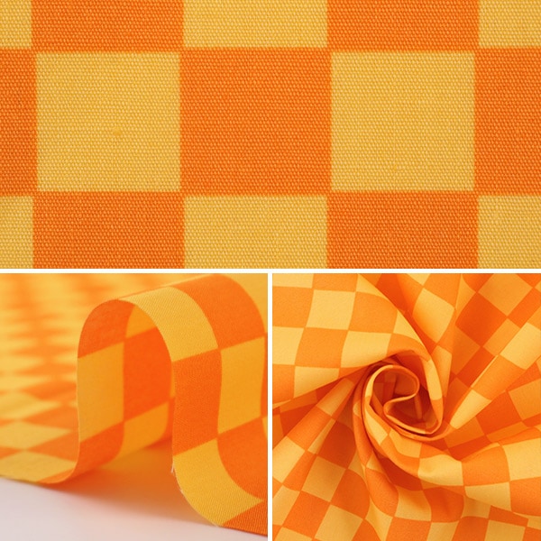 [De la quantité 5] tissu "Broadprint ichimatsu motif orange x jaune"