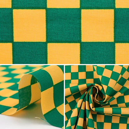 [Dalla quantità 5] tessuto "ampieprint ichimatsu pattern verde x giallo"