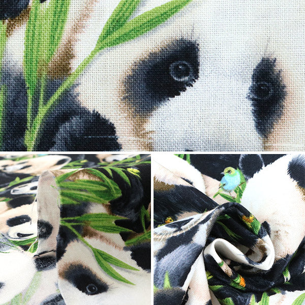 [From quantity 5] Fabric "Inkjet Print Panda 1329-Black" USA cotton