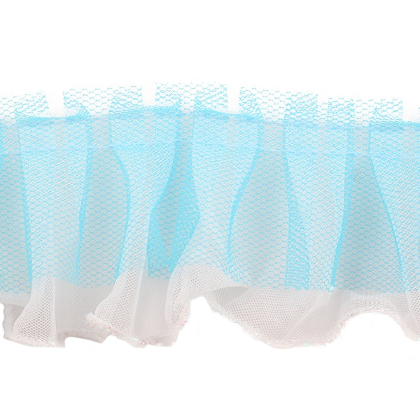 [From quantity 5] frillsRibbonTape "Tulle Box Frill 2018 Width about 40mm 3rd Blue Blue IR005-3"