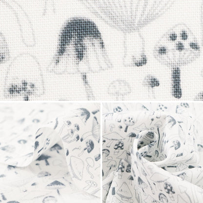 [From quantity 5] Fabric 『Sheeting MUSHROOMS White Stella-S1548] USA cotton