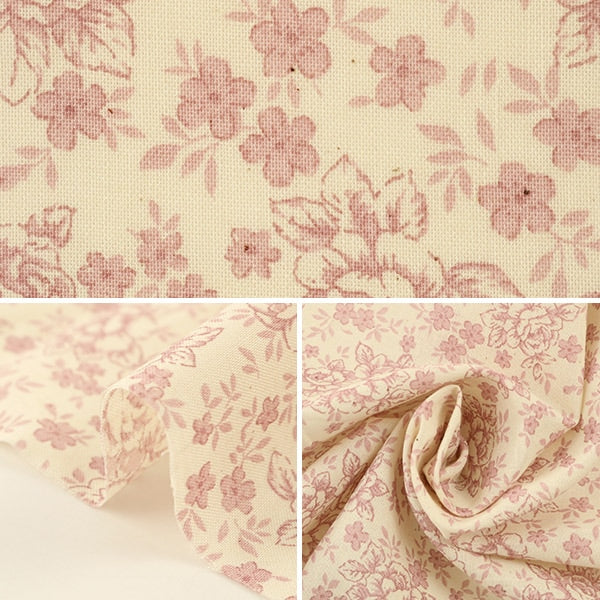 [De la cantidad 5] Fabric "Tarro de afortunado estampado Lucky Small Floral Kinari x Pink KW-3115-12B"