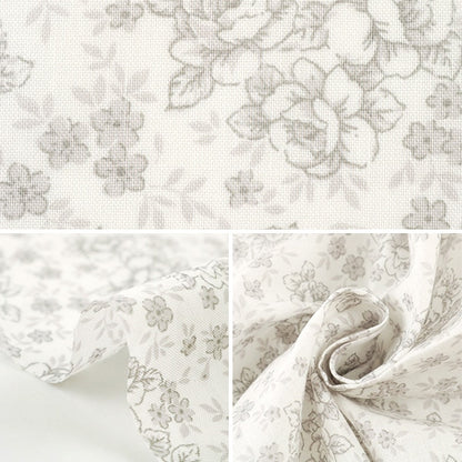 [De la cantidad 5] Fabric "Patrón floral de impresión afortunado de miedo blanco x gris KW-3115-12G"