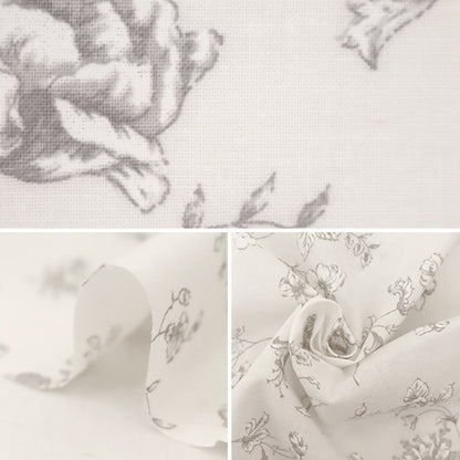 [From quantity 5] Fabric 『Scare Print Lucky Print Flower Pattern White x Gray KW-3115-9G]