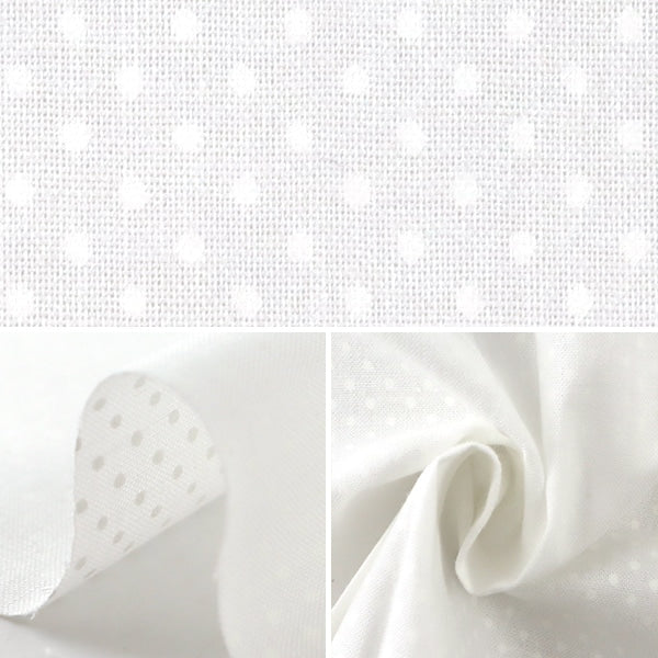 [From quantity 5] Fabric 『Sheeting Lacker print Polka dots White x White WD347-1A "