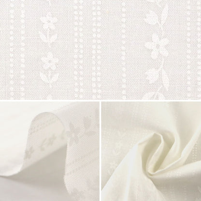 [De la quantité 5] Tissu 『siège Lucky Imprimer petit motif de bande de fleur blanc x blanc wd347-6a"