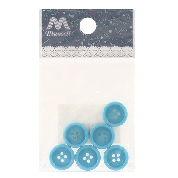 Bouton "Buttes à quatre trous 13 mm 6 pièces bleu clair pytd10-13"