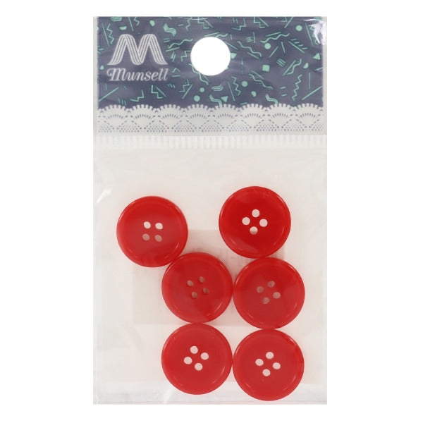 Bouton "Buttes à quatre trous 15 mm 6 pièces rouges pytd10-15"