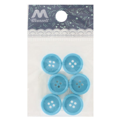 Bouton "Buttes à quatre trous 15 mm 6 pièces bleu clair pytd10-15"