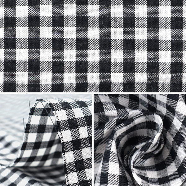 [数量5]织物“ Gingham Middle Black Co-Gim-BK”